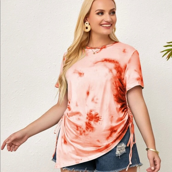 SHEIN Tops - Shein plus tie dye drawstring tie top